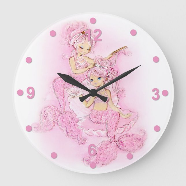 Pink Mermaids Wall Clock (Front)