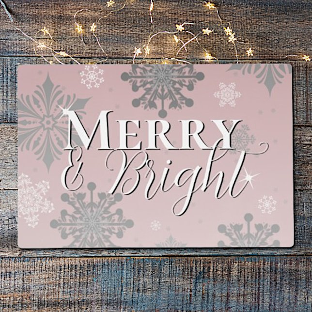 Pink Merry and Bright Snowflakes Christmas Placemat (Creator Uploaded)