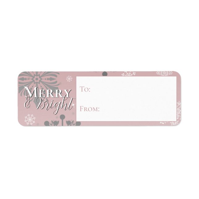 Pink Merry and Bright Snowflakes To and From Label (Front)