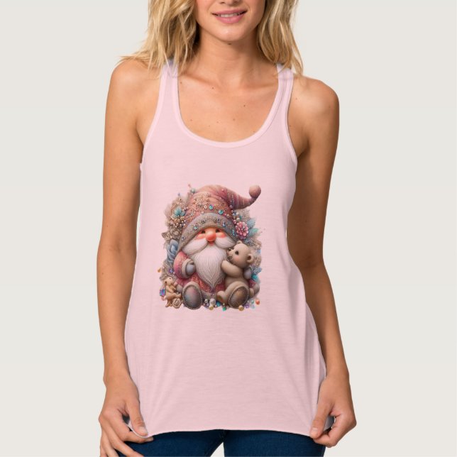 Pink Merry Christmas Gnomes  Tank Top (Front)