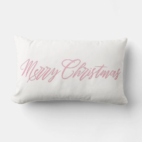 Pink Merry Christmas Lumbar Pillow