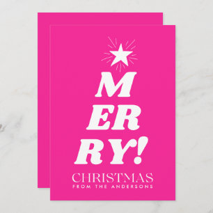 Pink Merry Christmas Non Photo Holiday Card