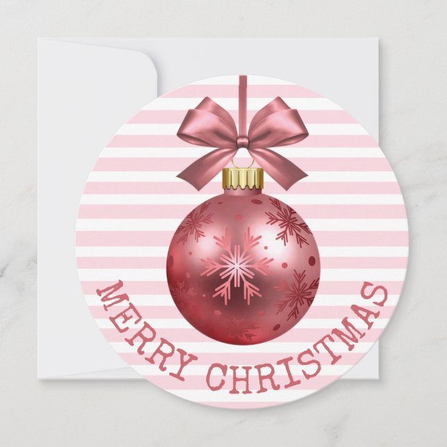 Pink Merry Christmas Personalized Card (Front)