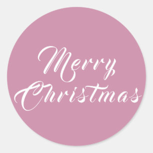 Pink Merry Christmas Script Holiday Classic Round Sticker