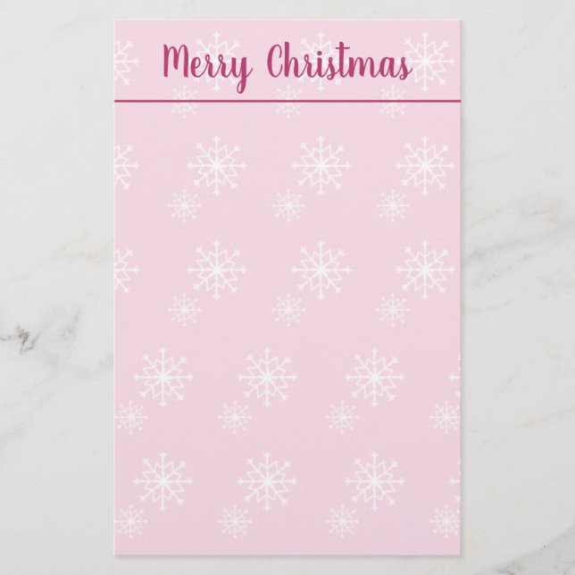 Pink Merry Christmas Stationery (Front)