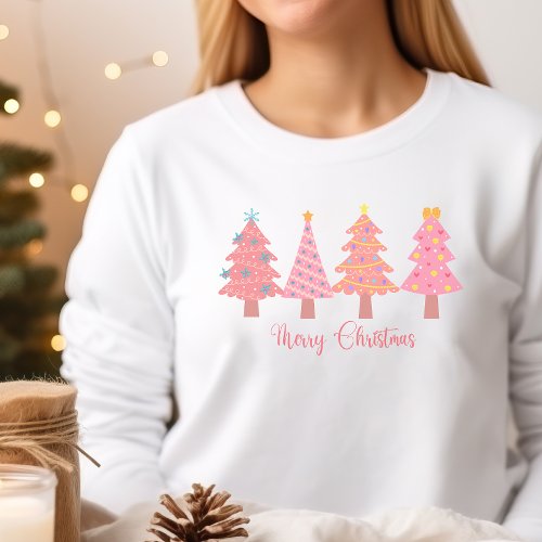 Pink Merry Christmas Tree T_Shirt Sweatshirt