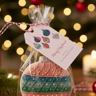 Pink Merry Xmas Hanging Vintage Xmas Ornaments Gift Tags
