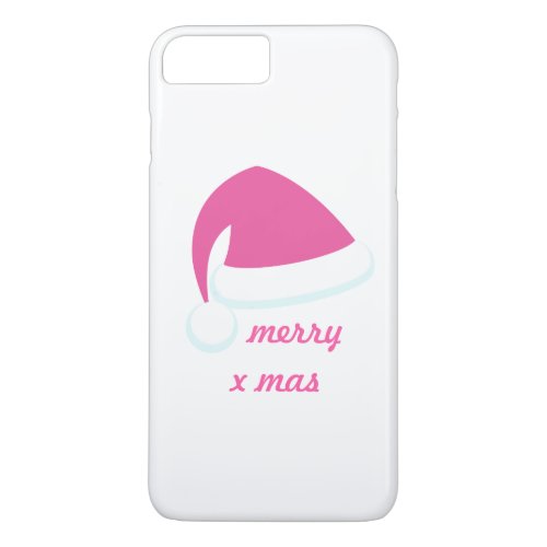 Pink Merry Xmas Santa Hat iPhone 7 iPhone 8 Plus7 Plus Case