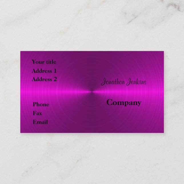 Pink metal business card (Front)