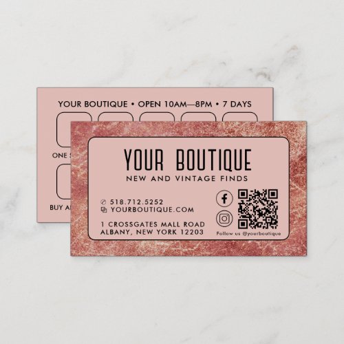 Pink Metal QR Code Reward Business Card