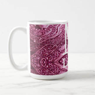 pink metallic abstract shiny monogram namegirly coffee mug