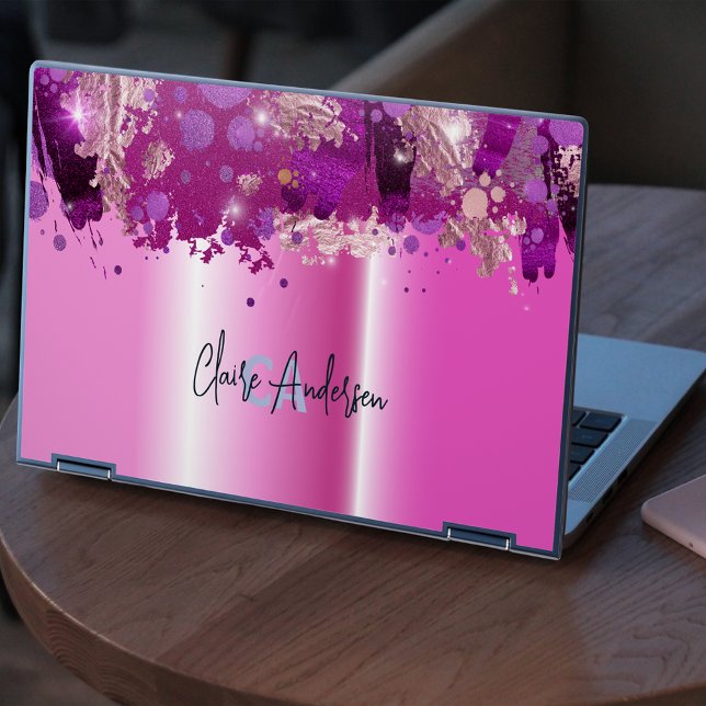 Pink Metallic Artistic Luxury Chic Modern Glam HP Laptop Skin (Creator Uploaded)