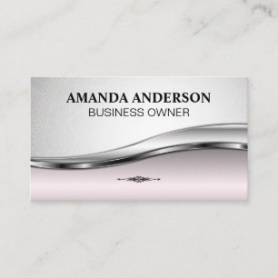 Pink Metallic Background Mandala Pattern Business Card