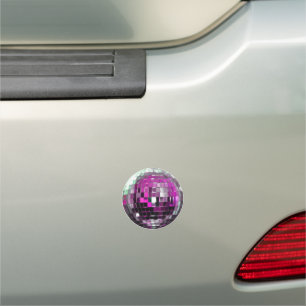 Pink Metallic Disco Ball Car Magnet