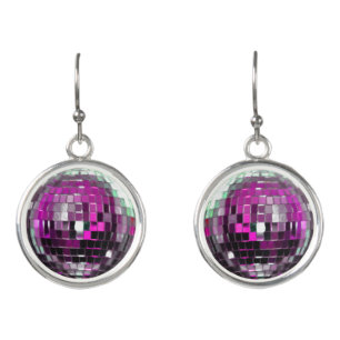 Pink Metallic Disco Ball Earrings