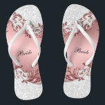 Pink Metallic Floral & Confetti Glitter | Wedding Flip Flops<br><div class="desc">Bridal Party Flip Flop Shoes ready for you to personalize. ⭐This Product is 100% Customizable. Graphics and / or text can be added, deleted, moved, resized, changed around, rotated, etc... ⭐99% of my designs in my store are done in layers. This makes it easy for you to resize and move...</div>