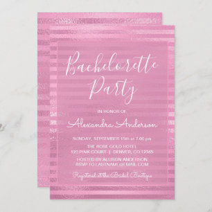 Pink Metallic Foil Girly Bachelorette Party Invitation
