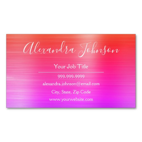 Pink Metallic Foil Modern and Elegant Business Card Magnet