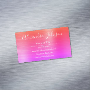 Pink Metallic Foil Modern and Elegant Business Card Magnet