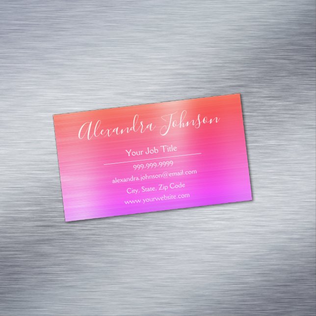 Pink Metallic Foil Modern and Elegant Business Card Magnet (In Situ)