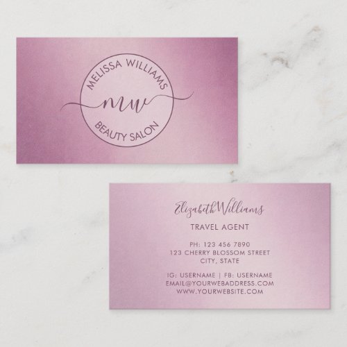 Pink Metallic Logo Business Card