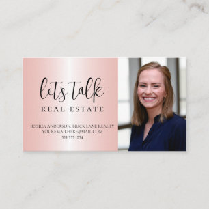 Pink Metallic Real Estate Business Business Card