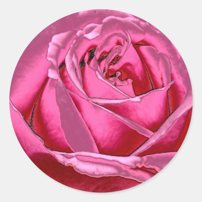 Pink Metallic Rose Classic Round Sticker (Front)
