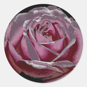 Pink Metallic Rose Classic Round Sticker by ggbythebay at Zazzle