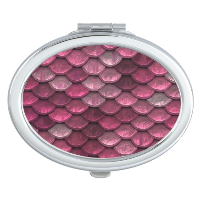 Pink Metallic Scales Texture Compact Mirror (Front)