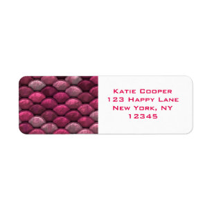 Pink Metallic Scales Texture Label