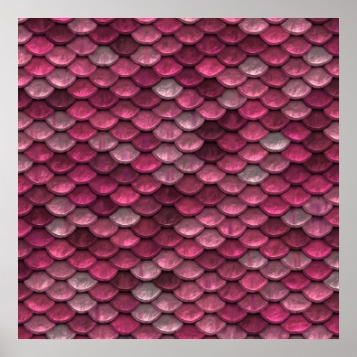 Pink Metallic Scales Texture Poster