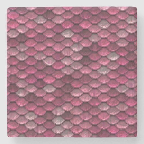 Pink Metallic Scales Texture Stone Coaster