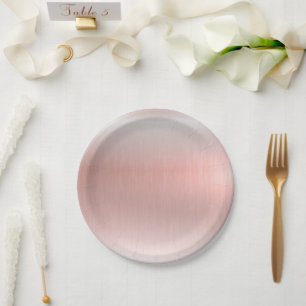 Pink Metallic Wedding Baby Shower Paper Plates