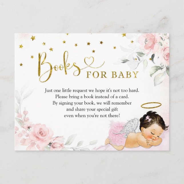 Pink Mexican Angel Baby Heaven Sent Books for Baby Invitation Postcard (Front)