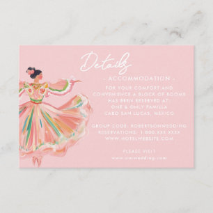 Pink Mexican Dancer   Destination Wedding Enclosure Card