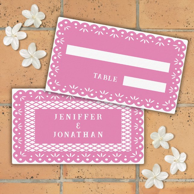 PINK MEXICAN PAPEL PICADO place card (Creator Uploaded)