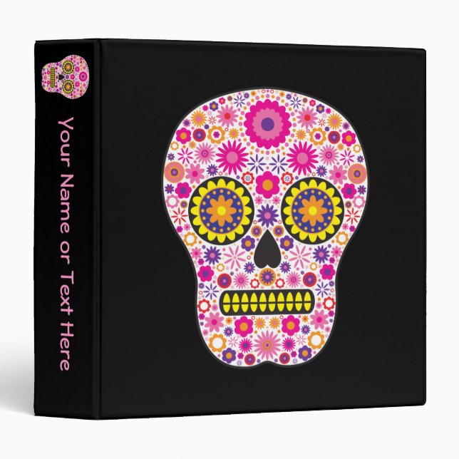 Pink Mexican Sugar Skull Binder (Front/Spine)