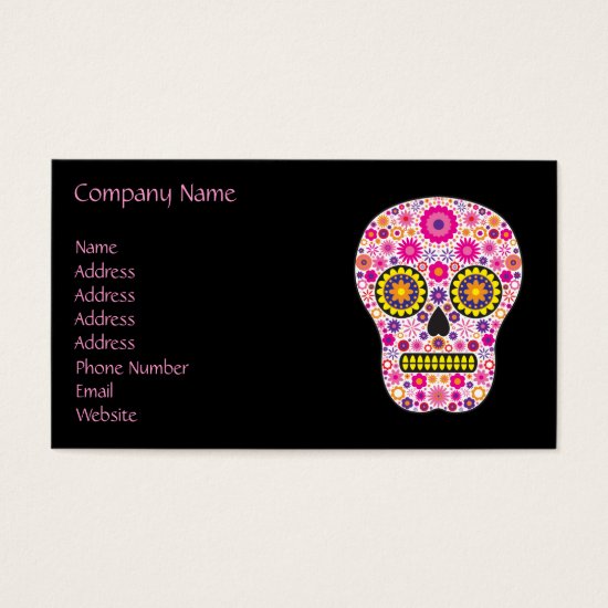 Pink Mexican Sugar Skull Business Card