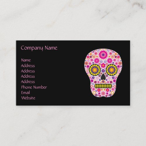 Pink Mexican Sugar Skull Business Card Templates
