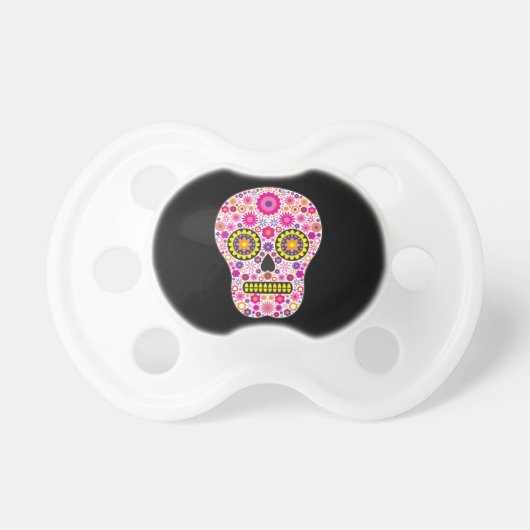 Pink Mexican Sugar Skull Pacifier (Front)
