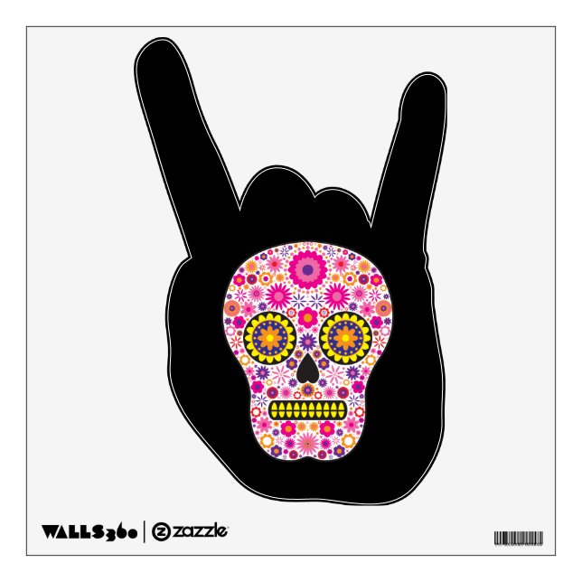 Pink Mexican Sugar Skull Wall Decal (Front)