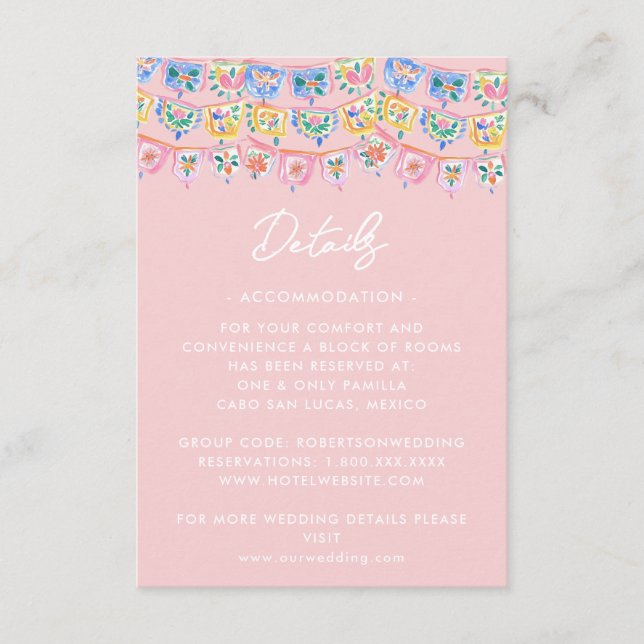 Pink Mexico Destination  Enclosure Card (Front)