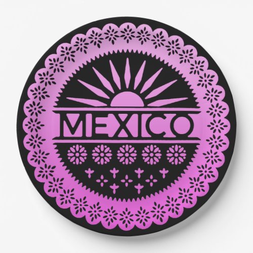 Pink Mexico Papel Picado HHM Party Paper Plates