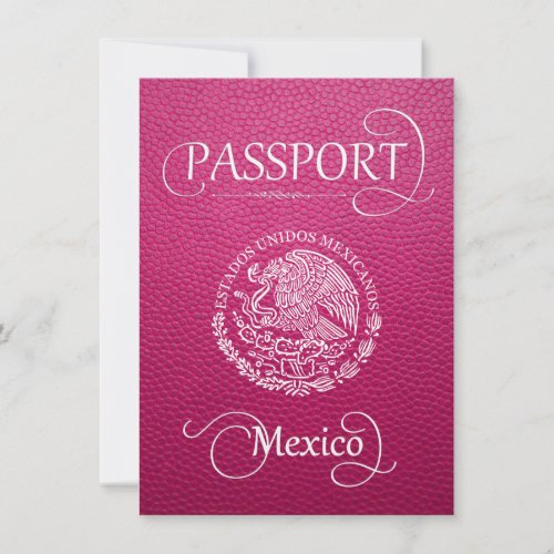 Pink Mexico Passport Save the Date Card