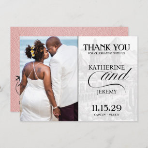 Pink Mexico Passport Thank You Card