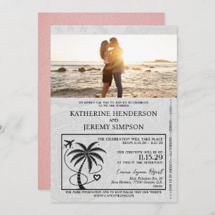 Pink Mexico Passport Wedding Invitation