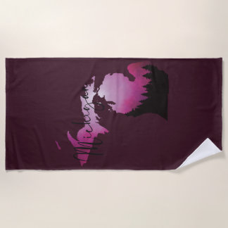 Pink Michigan State Map Pine Forest Camping Trip Beach Towel