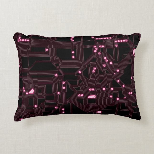 pink micro chip circuit backgroundbackground,3d,ab accent pillow (Front)