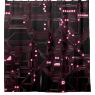 pink micro chip circuit backgroundbackground,3d,ab shower curtain