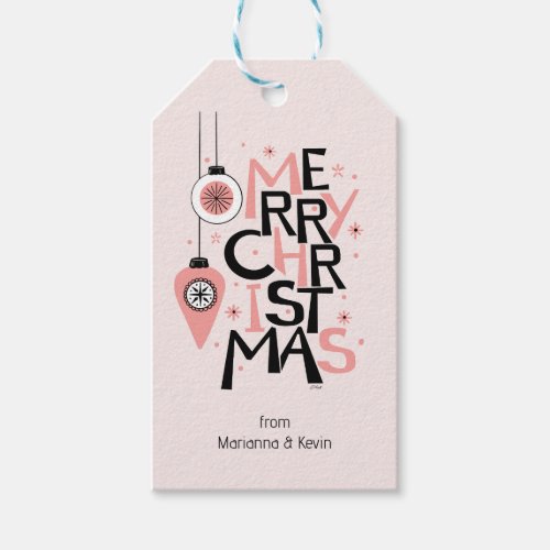 Pink Mid_Century Modern Christmas Gift Tags